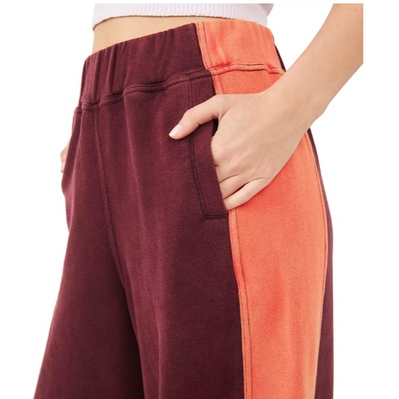 Free People Burgundy and Orange Wide-Leg Pants - Picture 5 of 7